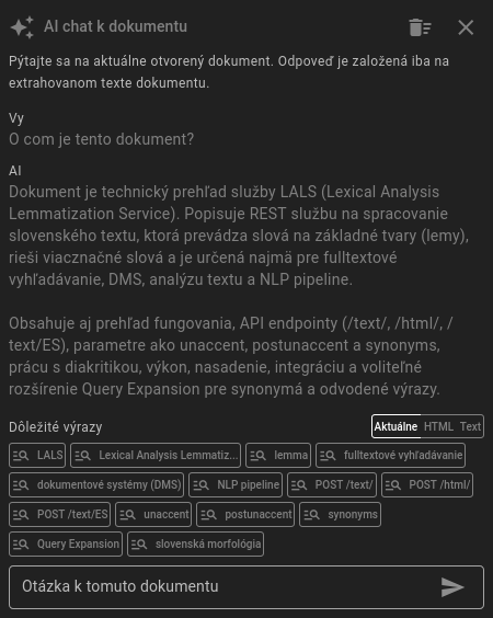 AI chat k dokumentu